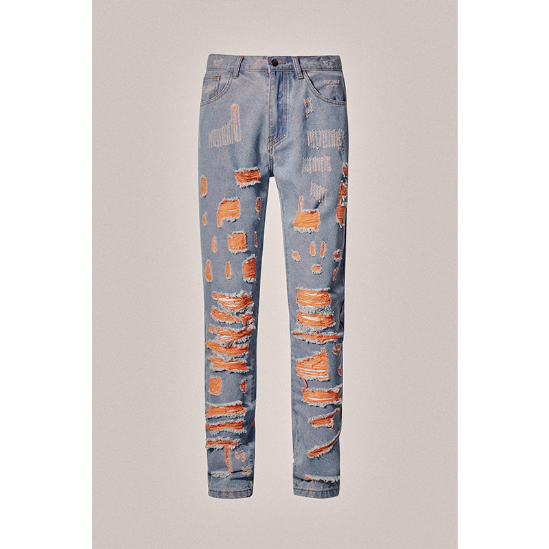 Blue Destruction Beggar Style Jeans