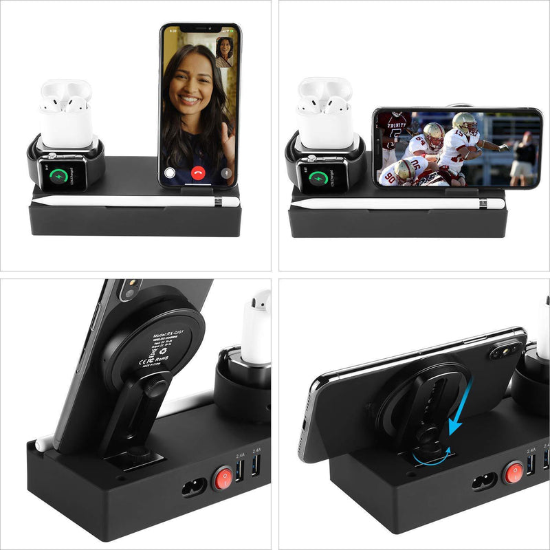 8-in-1 Wireless Charging Station & USB Hub - Premium Multi-Device Organizer