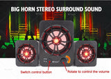 Illuminated USB Computer Speaker - 2.1 Channel Mini Desktop Audio System with Colorful LED Lights
