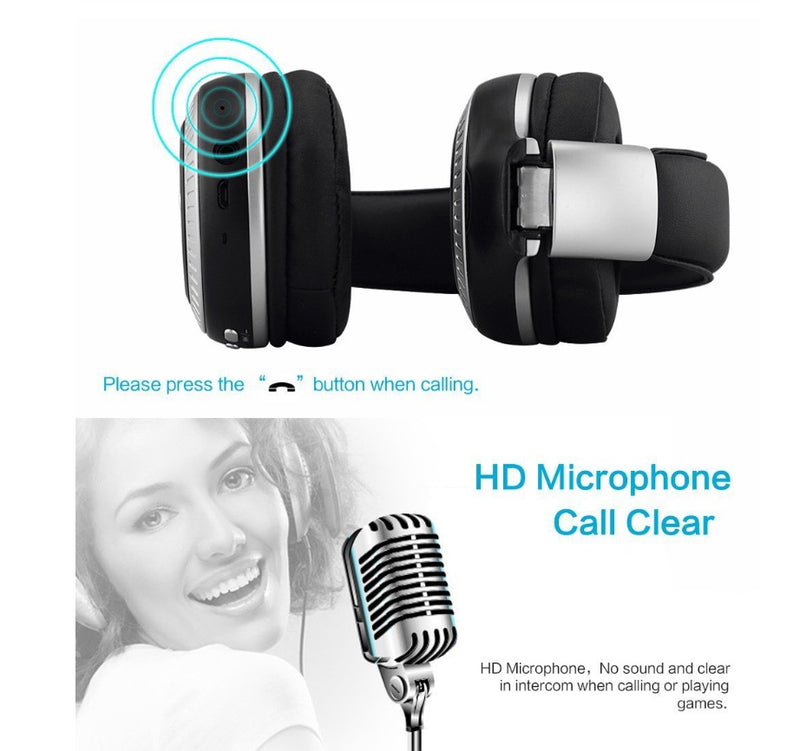 Advanced Bluetooth Wireless Headset - High-Fidelity Stereo Sound with FM Radio & TF Card Support