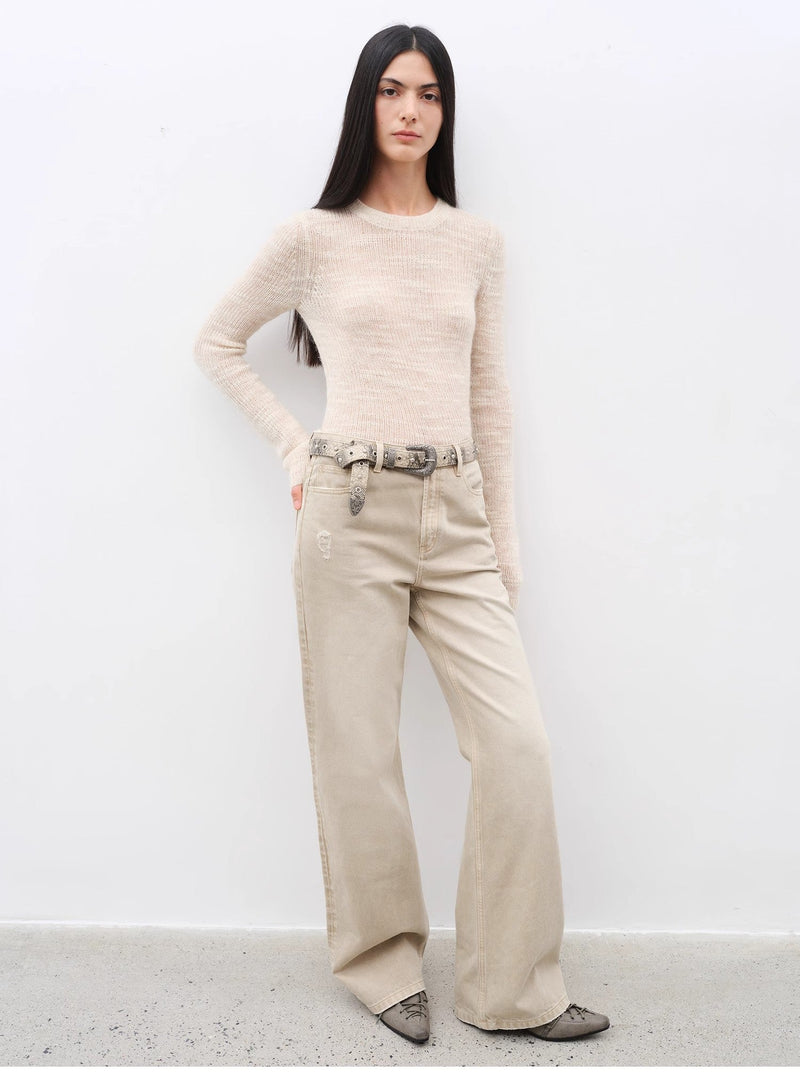 Retro All-Season Slim-Fit Versatile Floor-Length Washed Flared Jeans