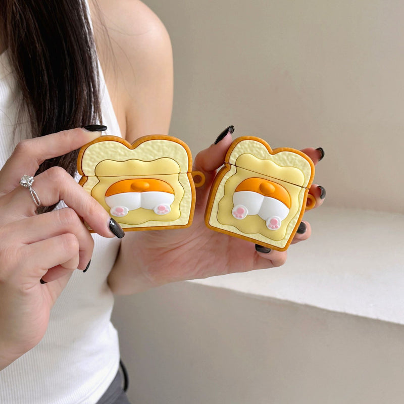 Adorable Corgi Toast Silicone AirPods Case - Cute Cartoon Wireless Earphone Protection