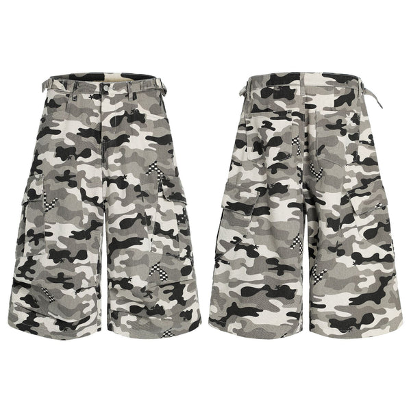 Tactical Camouflage Workwear Shorts - Loose Fit Cotton Cargo Shorts for Men