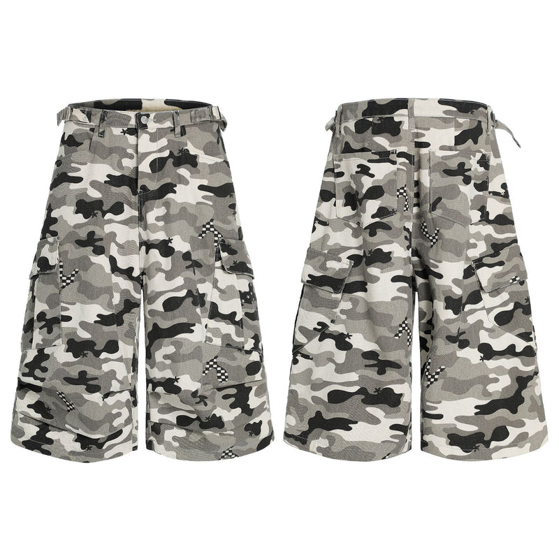 Tactical Camouflage Workwear Shorts - Loose Fit Cotton Cargo Shorts for Men
