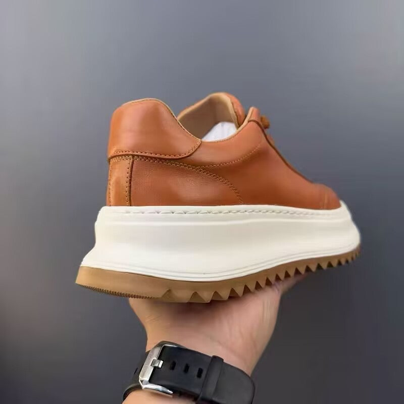 Premium Retro Leather Casual Sneakers - Classic White Board Shoes