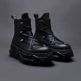 Rugged Leather Martin Boots - Winter Motorcycle Boots with Side Zipper & Thick Sole