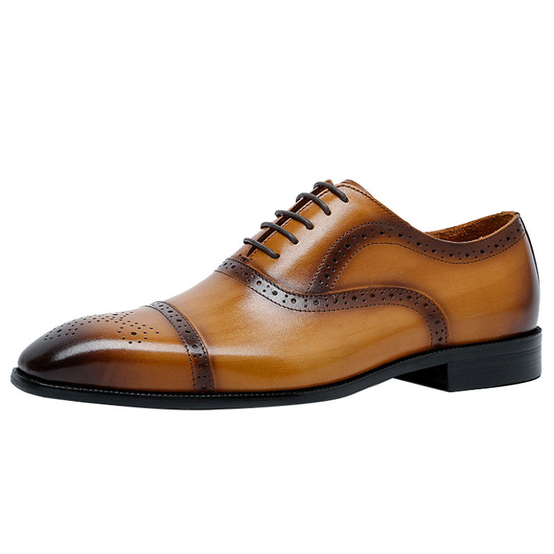 Premium Men's Business Formal Pointed Leather Dress Shoes - Professional Oxford Style