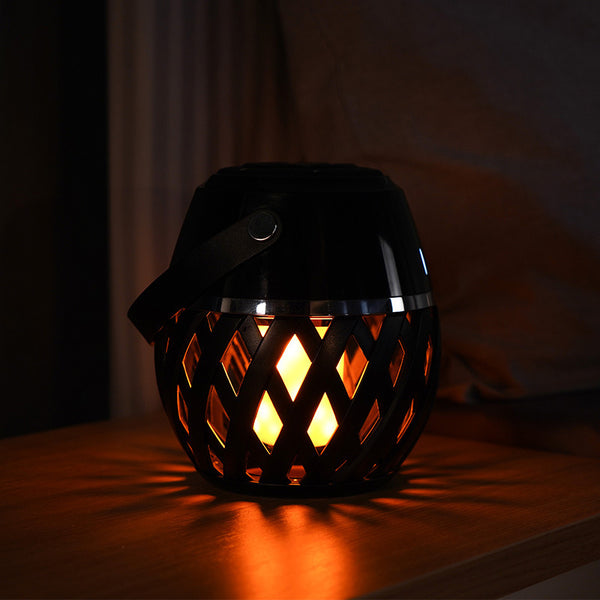 Waterproof Flame Effect Bluetooth Speaker - Portable LED Torch Light with 3D Fire Ambiance