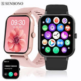 Premium Square Smartwatch with Bluetooth Calling & Heart Rate Monitor - Waterproof Fitness Tracker for iOS & Android