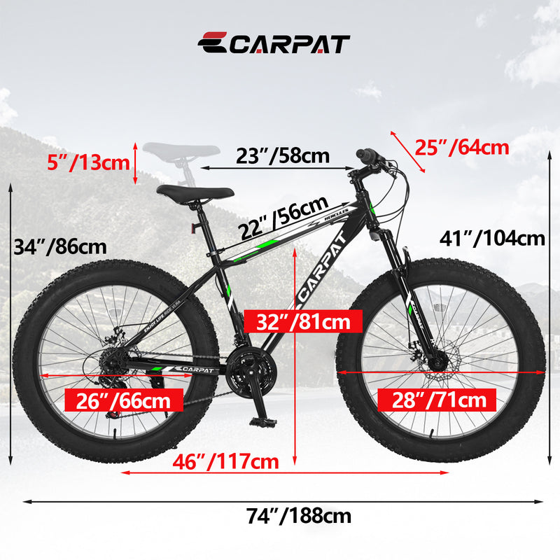 Adventure Mountain Bike S26109 - Black & Green 26-Inch Manual Bicycle