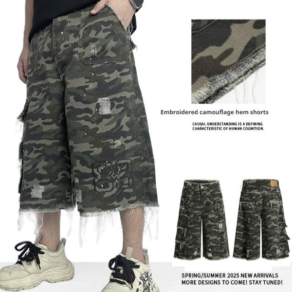 Men's Camouflage Wide Leg Cargo Shorts - Summer Casual Workwear