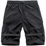 Men's Multi-Pocket Cargo Shorts - Fashion Minimalist Style Black Polyester
