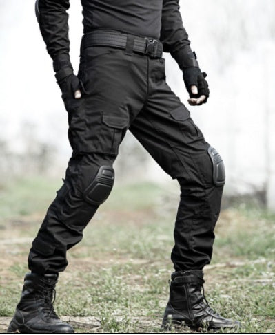 Black Python Tactical Combat Pants with Reinforced Knee Protection