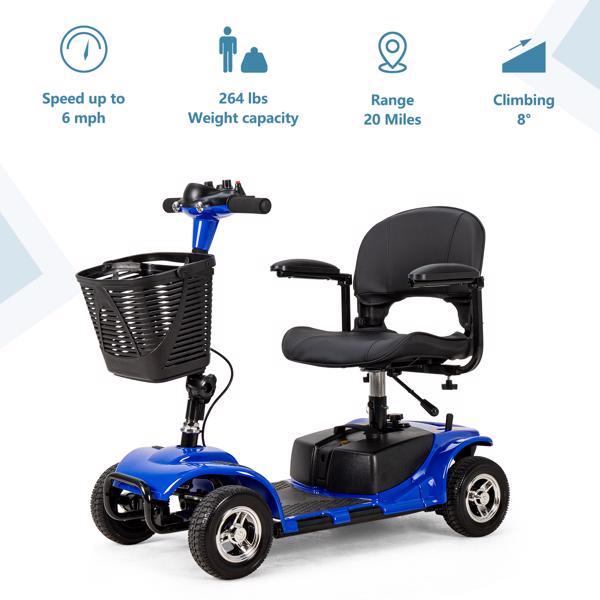 Foldable 4-Wheel Mobility Scooter - Extended Battery Range for Seniors & Adults