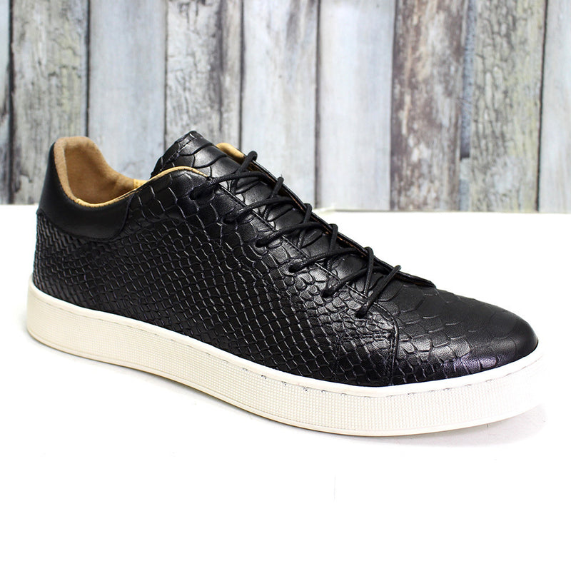 Premium Men's Embossed Leather Dress Shoes - Pointed Toe Lace-Up Formal Footwear