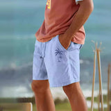 Comfortable Beach Drawstring Shorts - Men's Cotton Blend Casual Wear