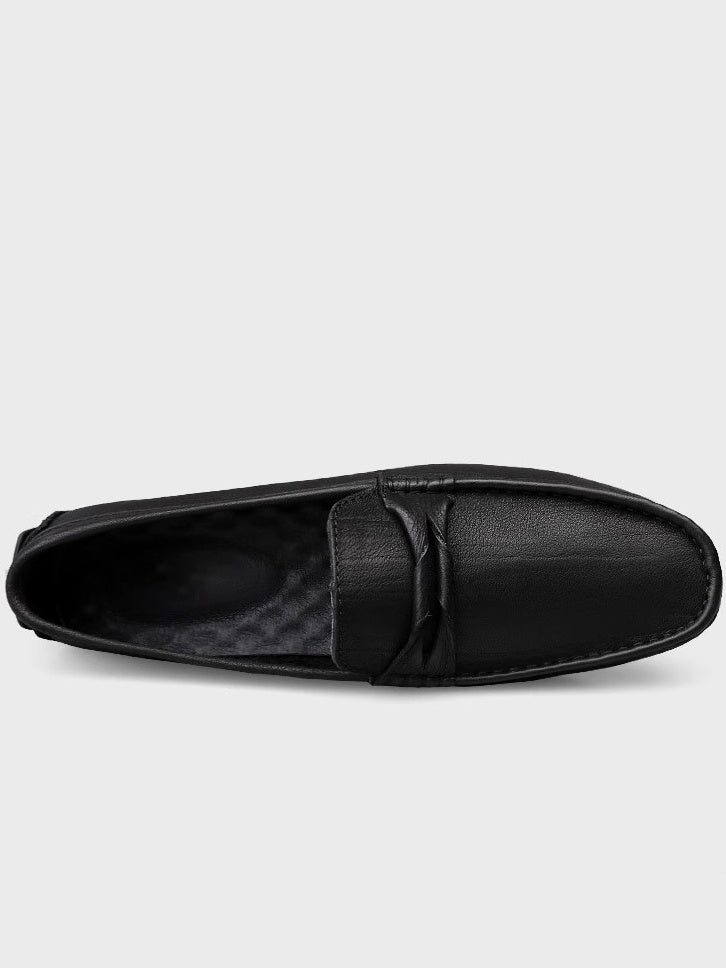 Premium Genuine Leather Slip-On Loafers - Men's Casual Peas Driving Shoes