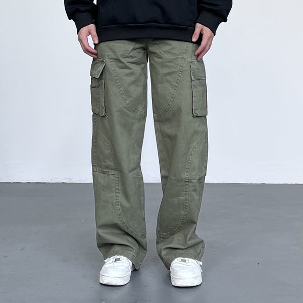 Vintage Washed Denim Overalls - Loose Straight Leg Men's Cargo Pants