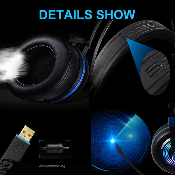 Premium Wire-Controlled Gaming Headset - Immersive Colorful Surround Stereo Audio Experience