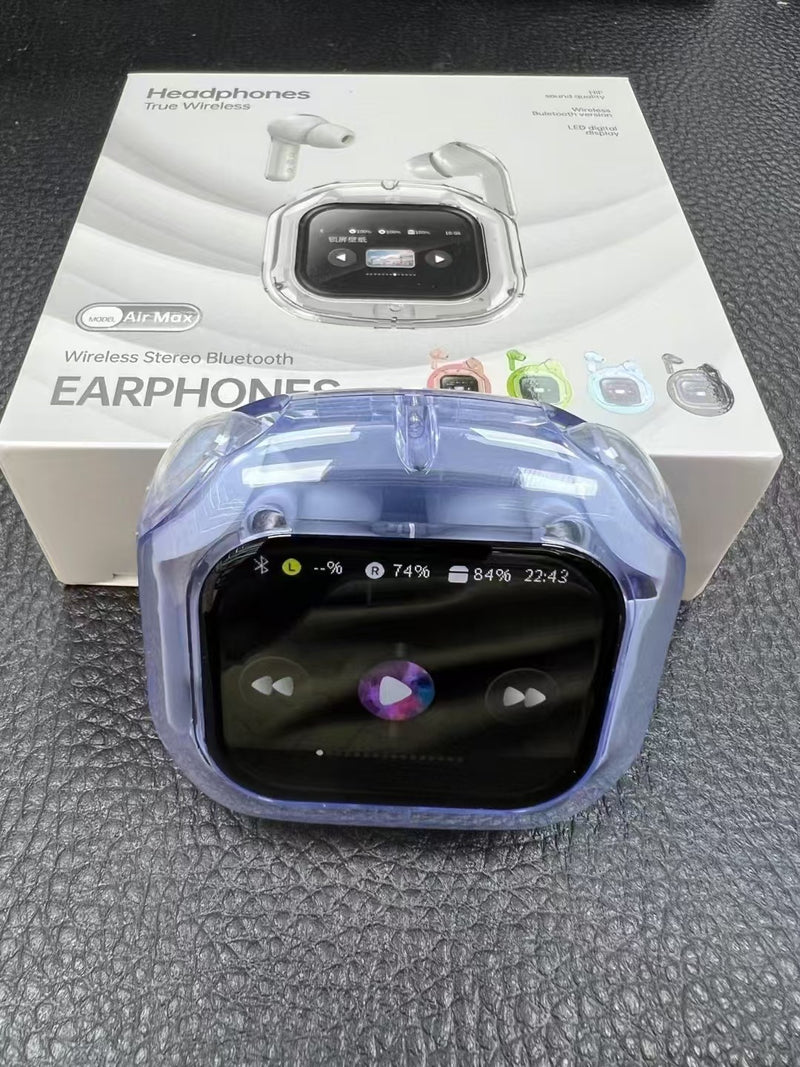 Wireless Bluetooth Earbuds with LCD Display & Noise Reduction Technology