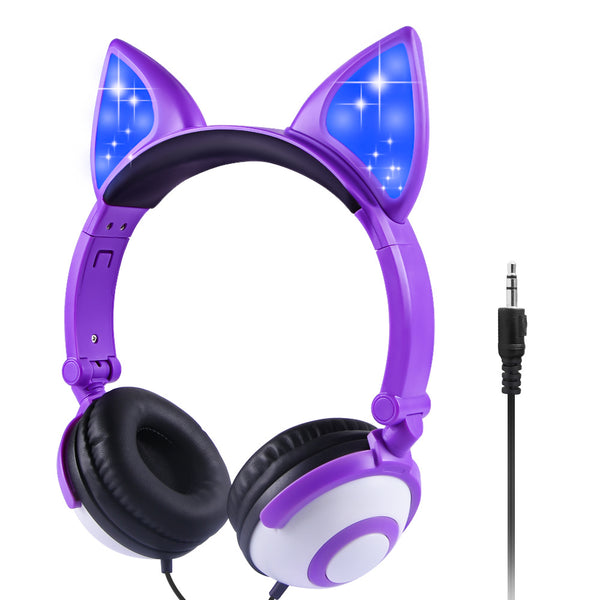 Wireless LED Cat Ear Gaming Headphones - Bluetooth Flashing Light Headset