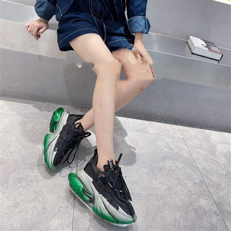 Premium Leather Thick-Soled Jelly Sports Shoes for Women - Comfortable Cross-Tie Design