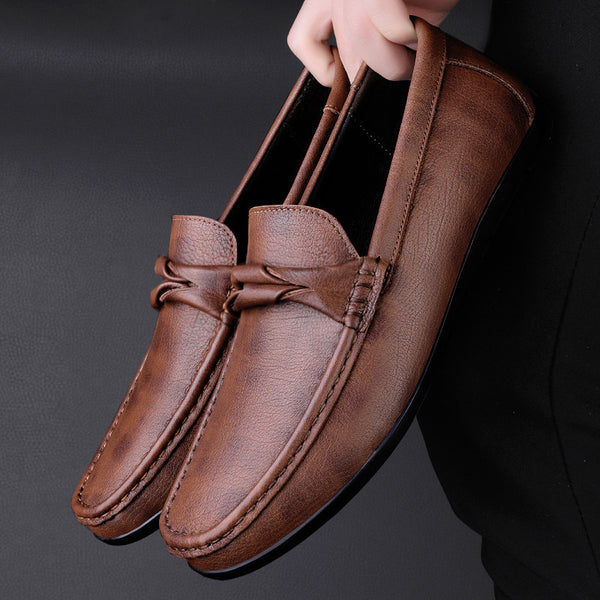 Premium Genuine Leather Slip-On Loafers - Men's Casual Peas Driving Shoes