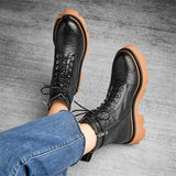 Premium Men's Vintage British Style Heightening Fashion Boots - Genuine Sheepskin with Side Zipper