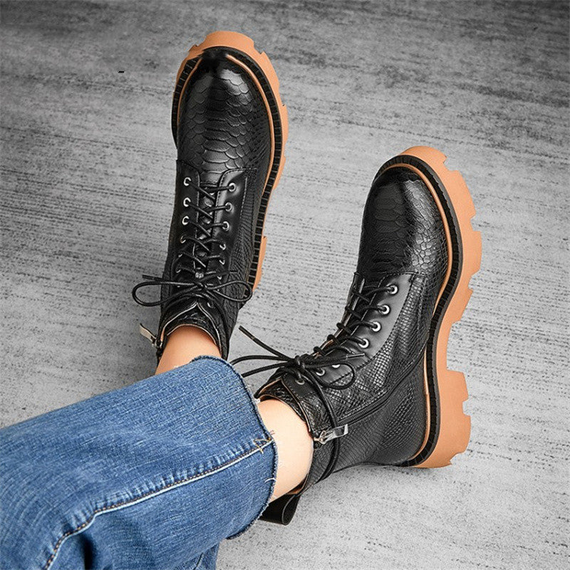 Premium Men's Vintage British Style Heightening Fashion Boots - Genuine Sheepskin with Side Zipper