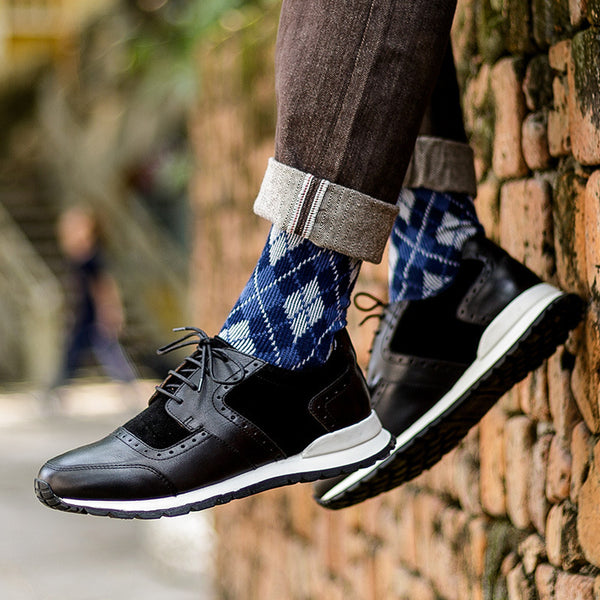 Premium Men's Handmade Breathable Sports Low-Top Leather Shoes - Black Size 39