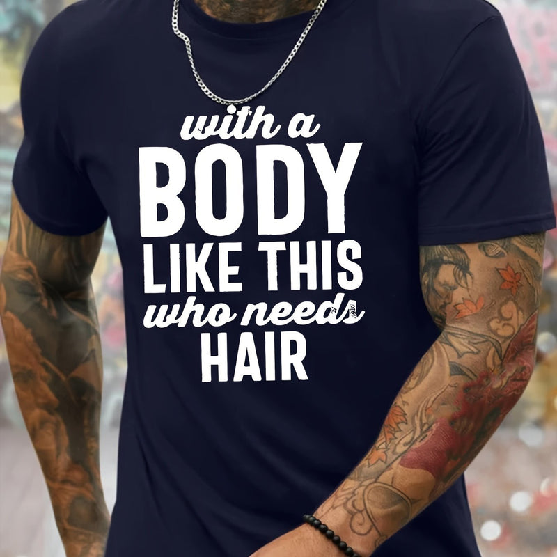 There Is Such A Body Men's Printed T-shirt, Casual Quick Drying Breathable T-shirt, Running Training Short Sleeved T-shirt