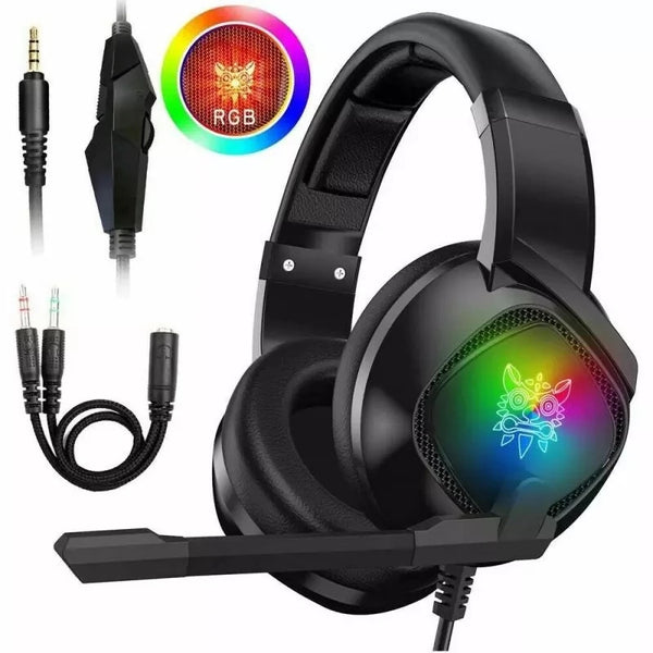 RGB Gaming Headset - Premium Over-Ear Headphones with Noise Cancelling Mic for Xbox One & PS4