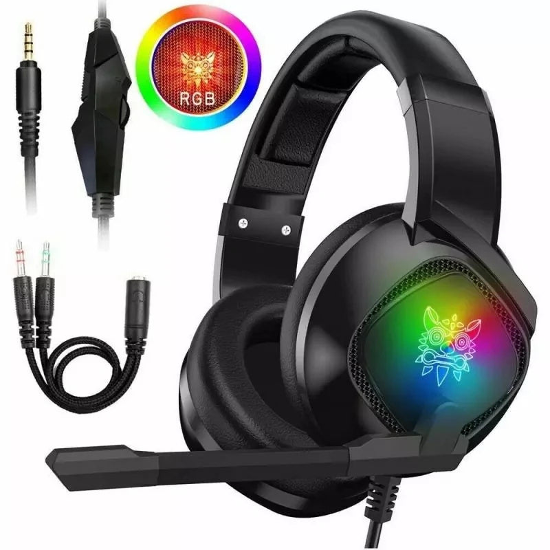 RGB Gaming Headset - Premium Over-Ear Headphones with Noise Cancelling Mic for Xbox One & PS4