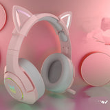 Kawaii Pink ECG Gaming Earphones - Stylish Wired Headset for Girl Gamers