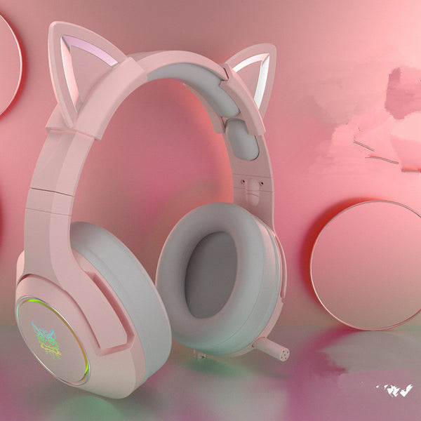 Kawaii Pink ECG Gaming Earphones - Stylish Wired Headset for Girl Gamers