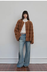 Modern Washed  Wrinkled Jeans Women's Spacious Straight Wide Leg Pants