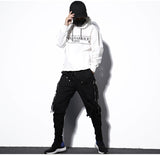Men's Cotton Cargo Harem Pants - Comfortable Loose Fit Black Trousers Size L