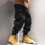 Contemporary Zipper Cargo Pants - Unique Foot Binding Design for Modern Men