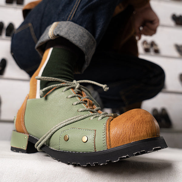 Premium Vintage Leather Casual Shoes - Unisex Outdoor Footwear with Rubber Sole