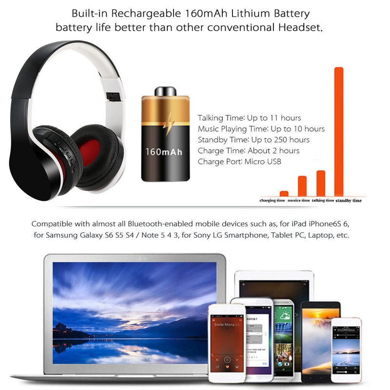 Professional Wireless Bluetooth Headphones - Premium Sports Foldable Design with Microphone