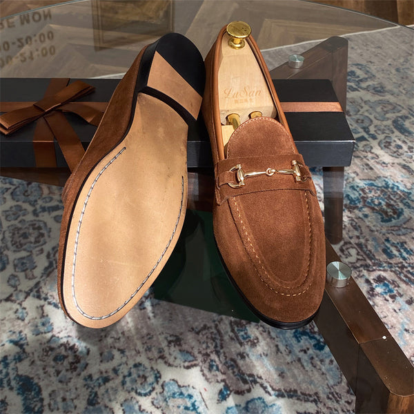 Premium Men's Suede Horsebit Slip-On Loafers - Soft Structure Comfort Shoes
