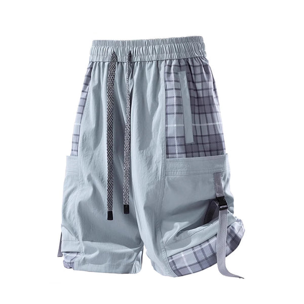 Plaid Stitching Casual Shorts Men's Loose Cargo Shorts