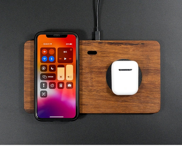 Premium Wooden Wireless Phone Charger - Desktop Charging Station