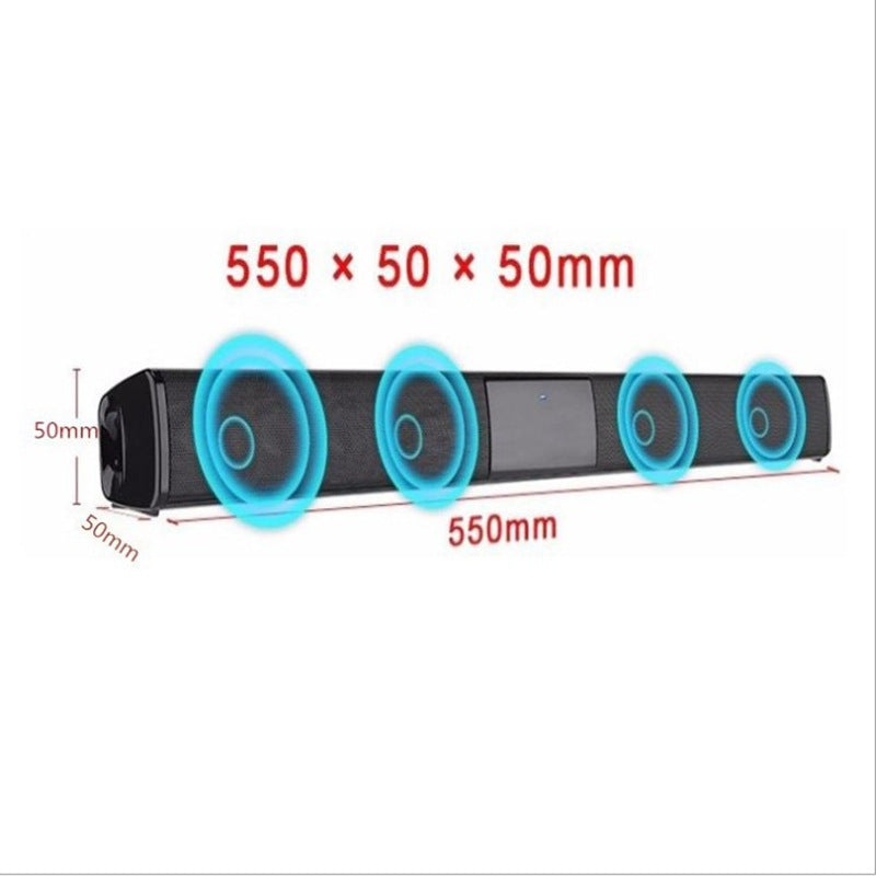 Sleek Metal Bluetooth Soundbar - Wireless Wall-Mount Speaker with Card Reader