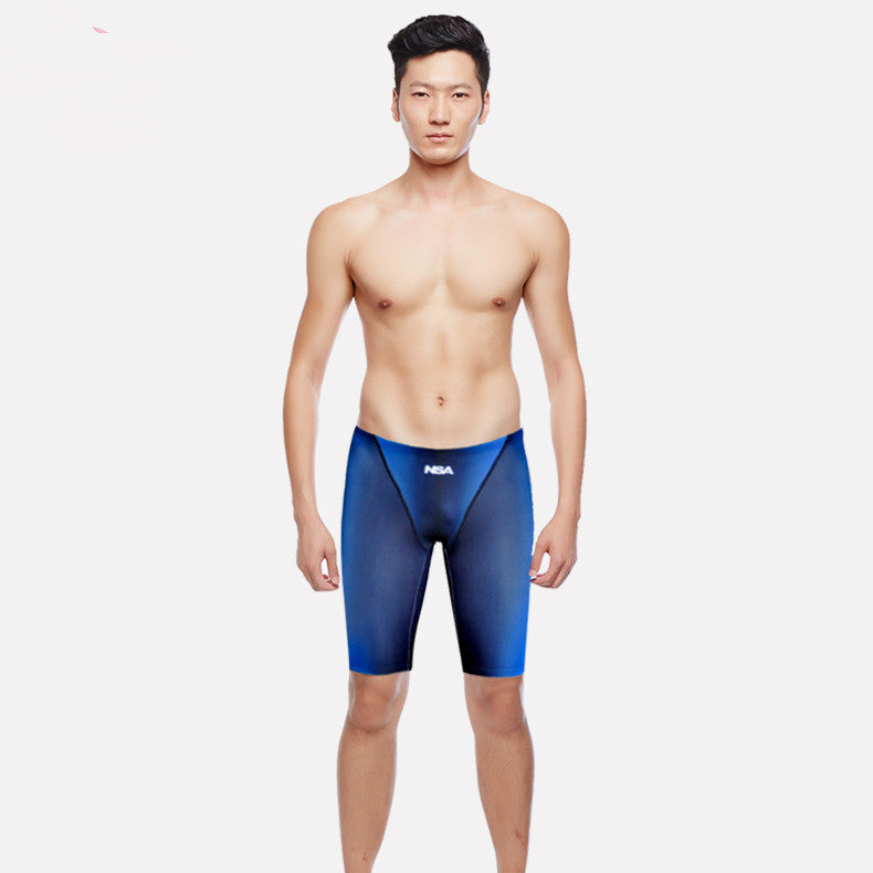 Men's Quick-Dry Swimming Trunks - Five-Point Mid-Length Boxer Style Swim Shorts