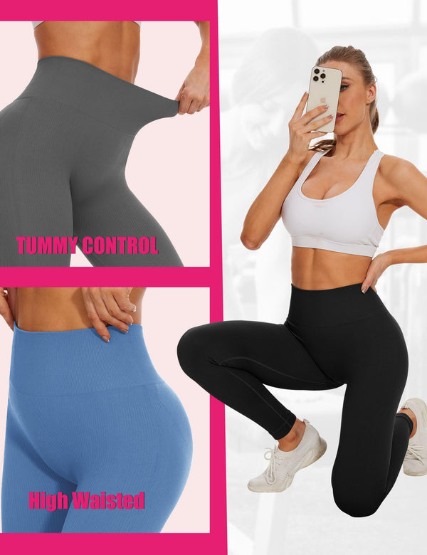 Premium High-Rise Seamless Leggings - Dark Gray Athletic Wear
