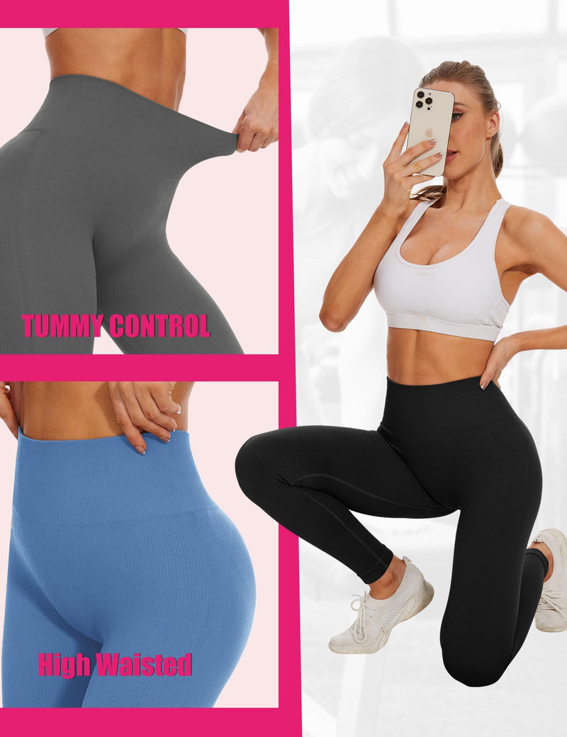 Premium High-Rise Seamless Leggings - Dark Gray Athletic Wear