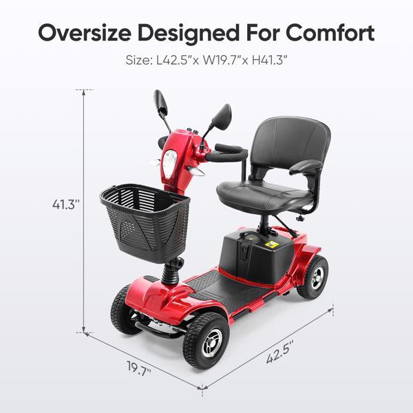 Premium 4-Wheel Electric Mobility Scooter - 330lbs Capacity, 18-Mile Range