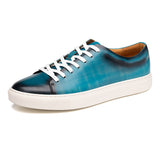 Premium Genuine Leather Men's Casual Sneakers - Hand-Polished Athletic Shoes