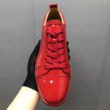 Premium Patent Leather Casual Couple Shoes - Breathable Flat Heel Sneakers